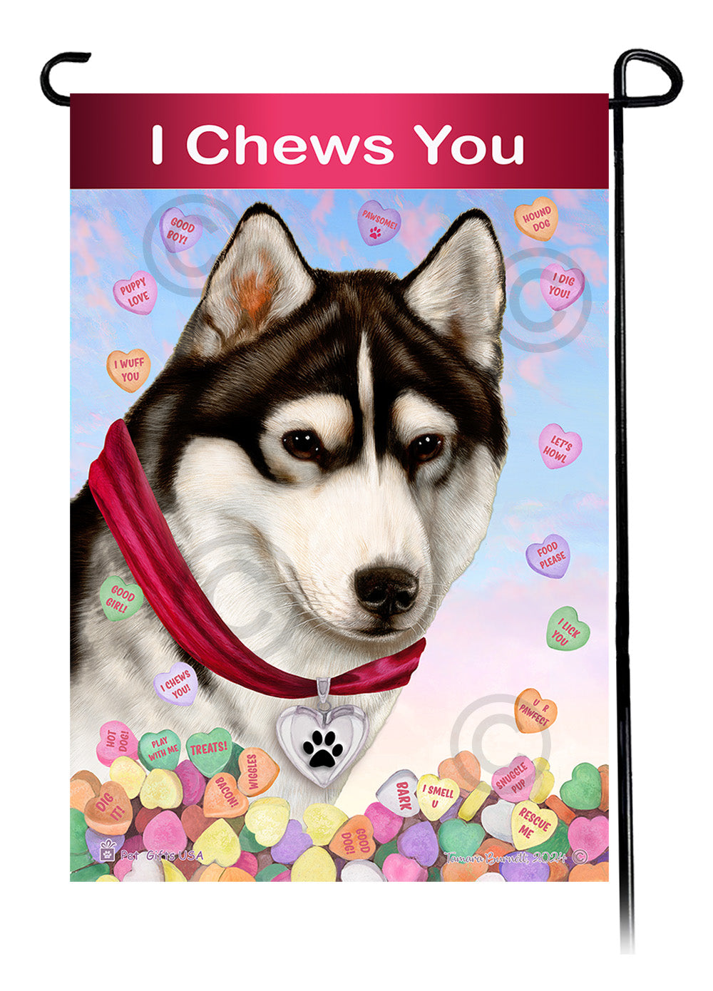 Siberian Husky Valentine Sweetheart - Garden Flag