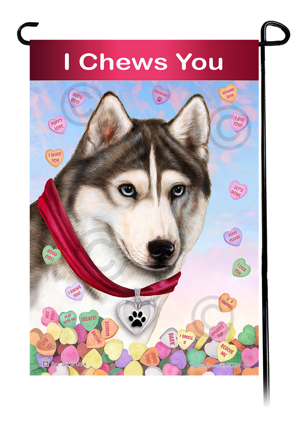 Siberian Husky Valentine Sweetheart - Garden Flag
