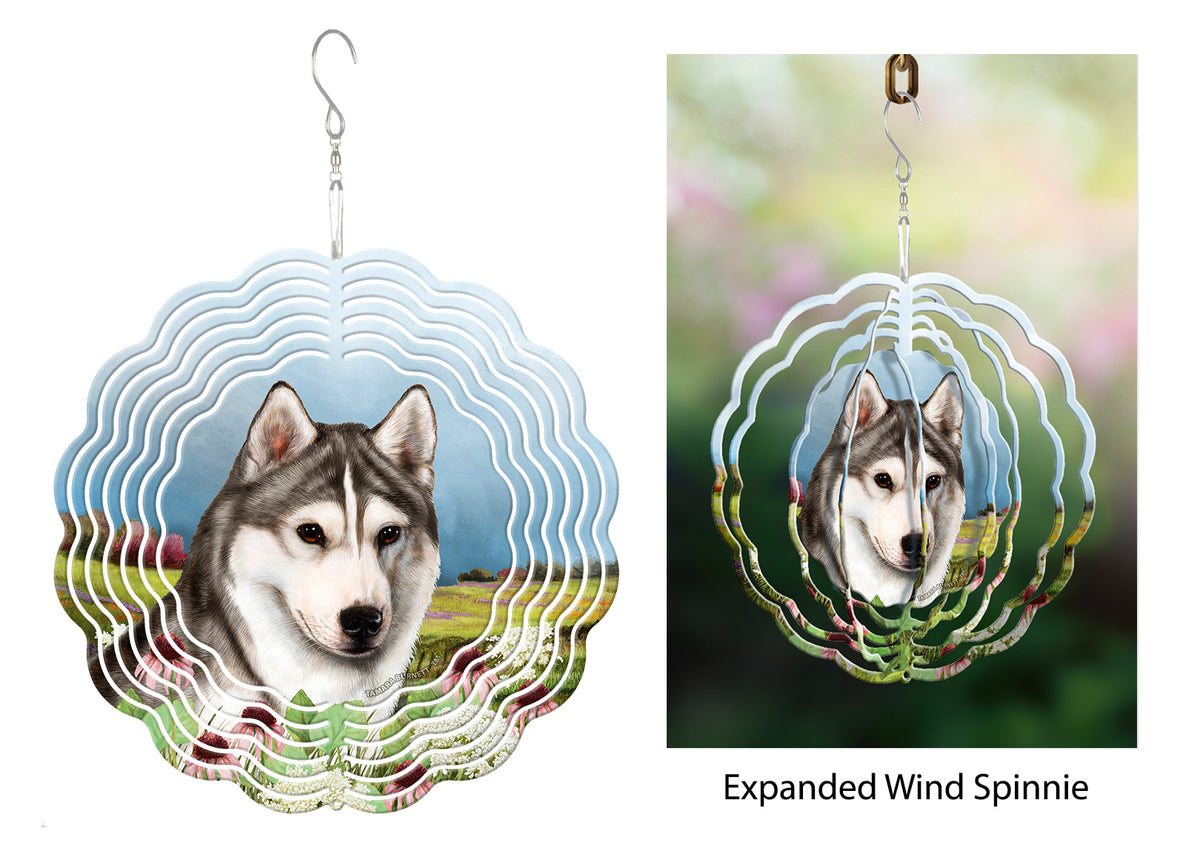 Siberian Husky Brown Eyes Grey And White Wind Spinner