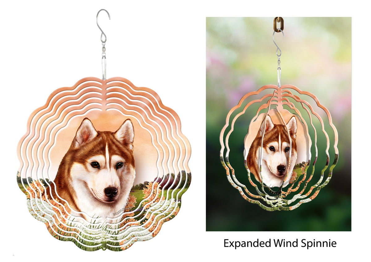 Siberian Husky Brown Eyes Red And White Wind Spinner