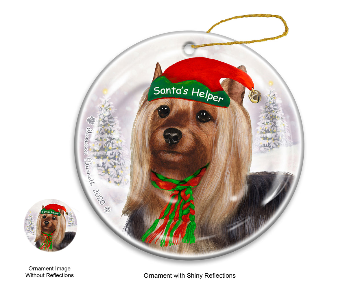 Silky Terrier - Santa's Helper Ornament