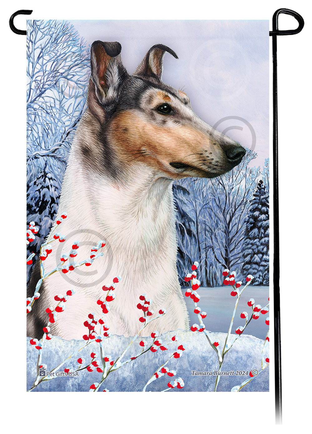 Smooth Collie Winterberries Garden Flags