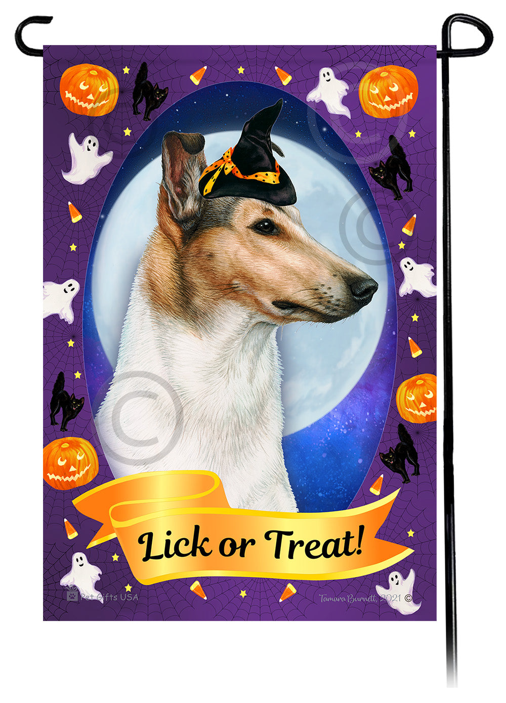 Smooth Collie Halloween Howls - Garden Flag