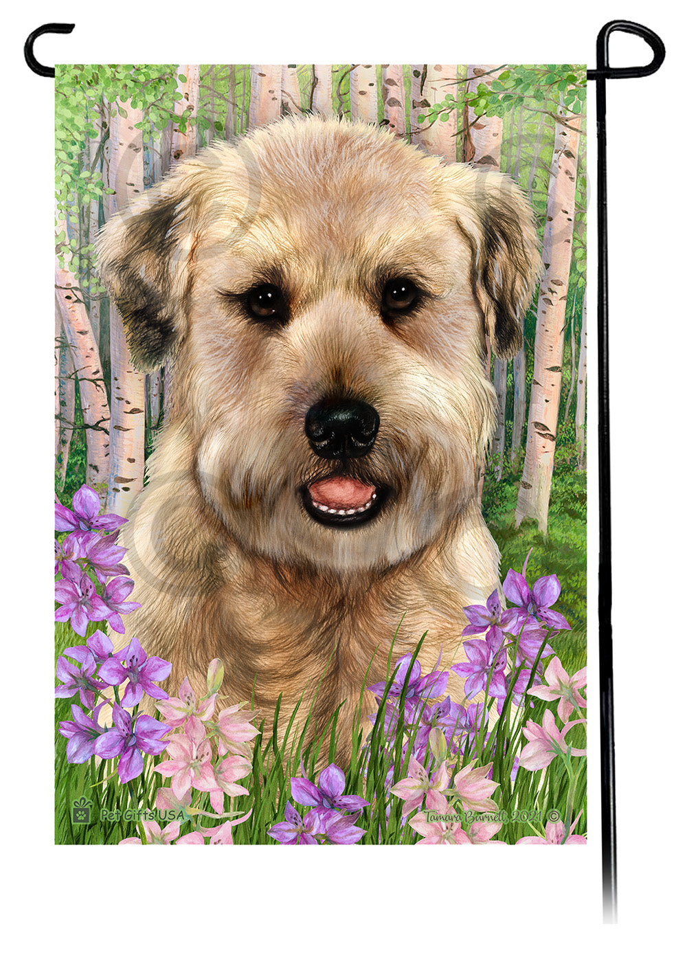 Soft Coated Wheaten Spring Flowers - Garden Flag