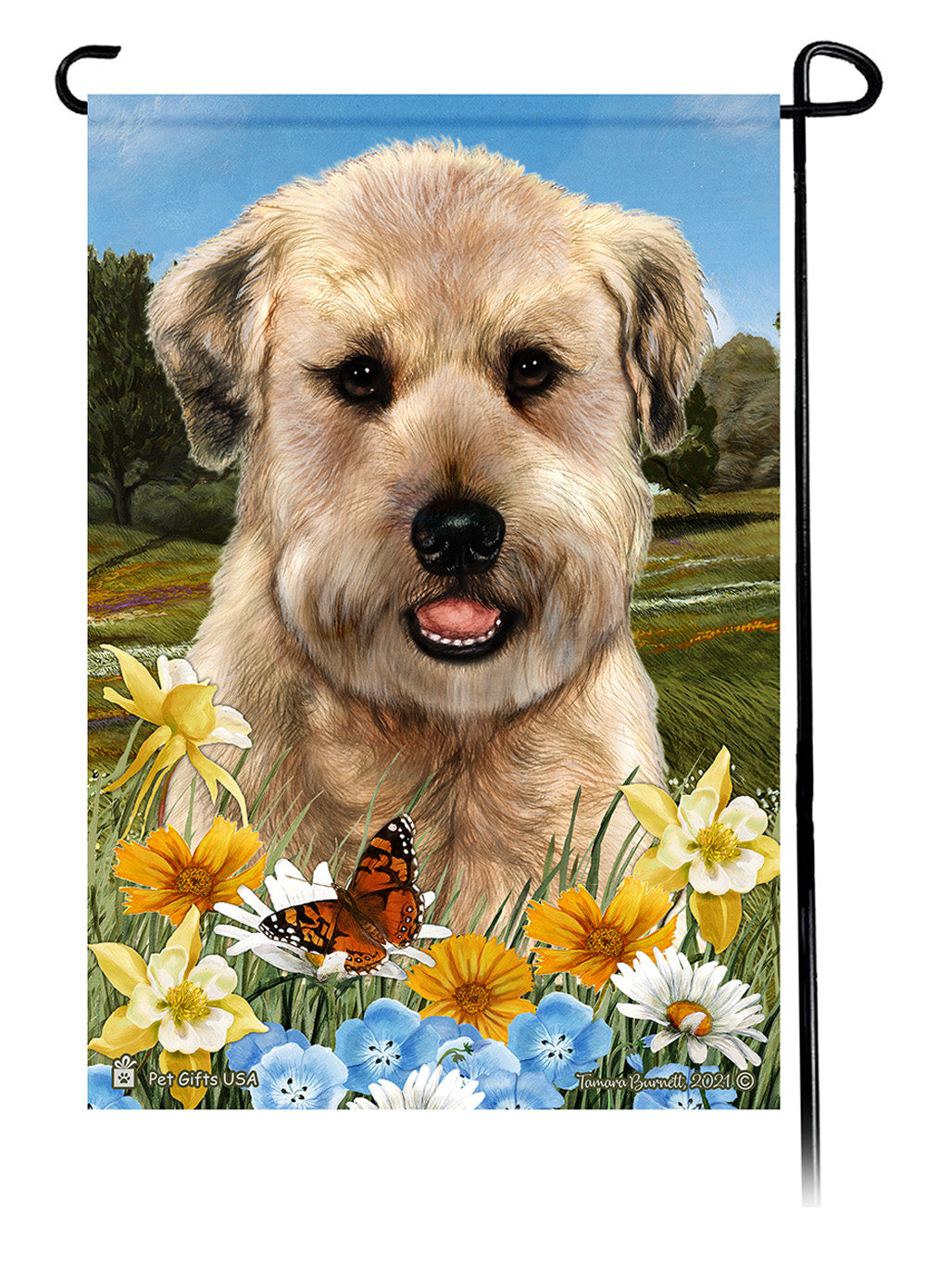 Soft Coated Wheaten Summer Flowers - Garden Flag