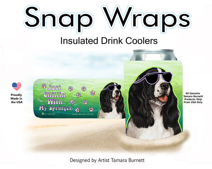 Springer Spaniel Black and White Snap Wrap Cozy
