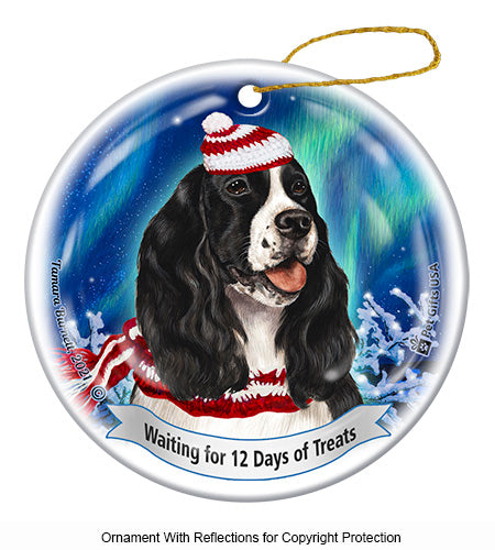 Springer Spaniel Black and White Ornament