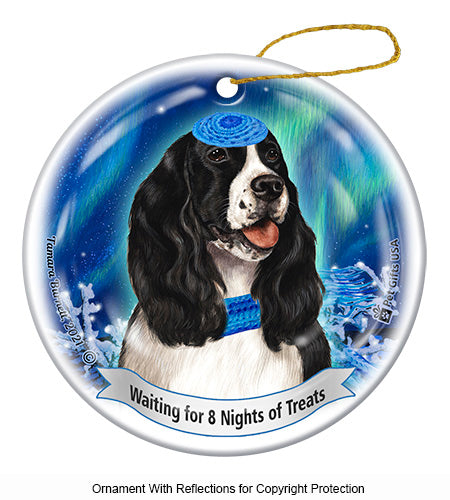 Springer Spaniel Black and White Ornament