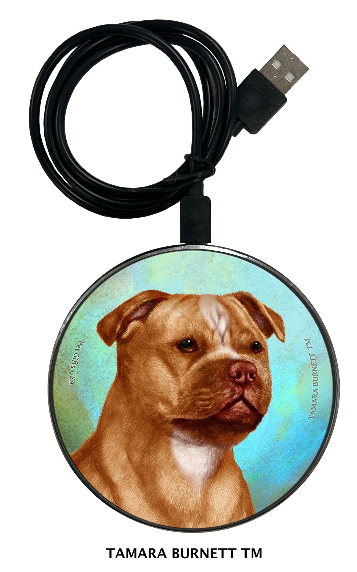 Staffordshire Terrier Orange and White Zoomies Wireless Charger