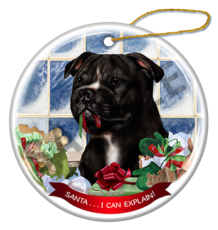 Staffordshire Bull - Santa I Can Explain Ornament