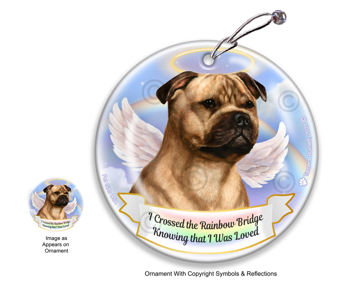 Staffordshire Bull Terrier Rainbow Bridge Memorial Ornament