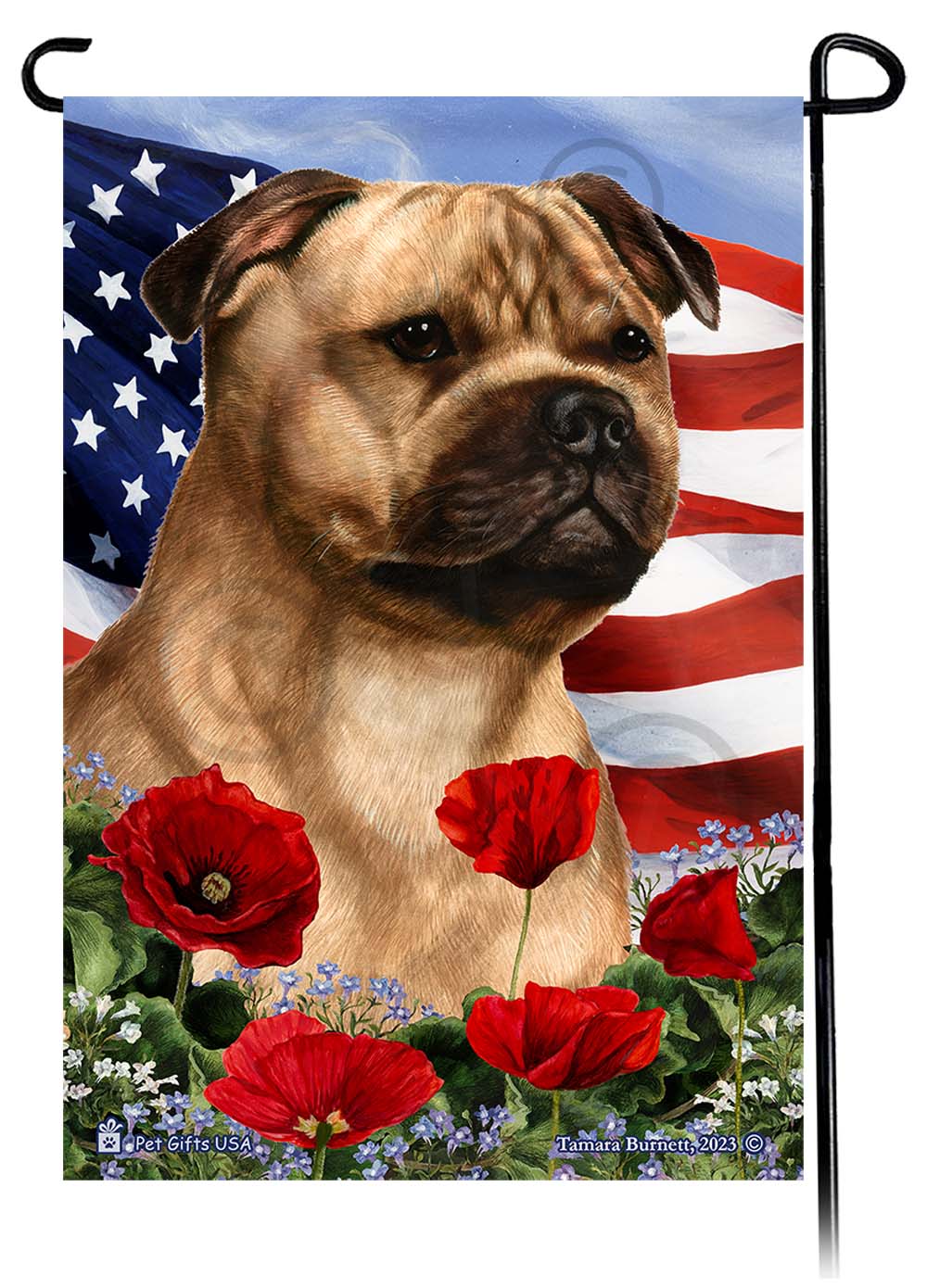 American Staffordshire Patriotic Flowers - Garden Flag
