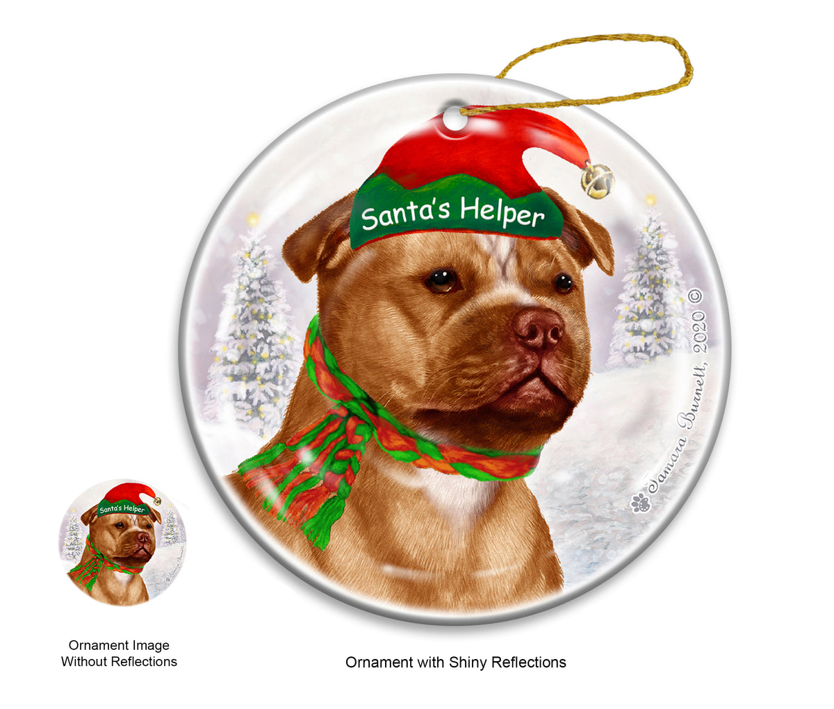 Staffordshire Bull Terrier Orange and White Ornament