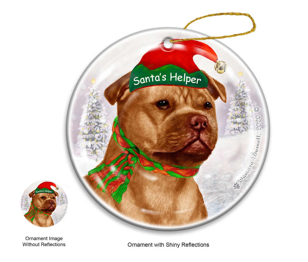 Staffordshire Bull Terrier Orange Ornament