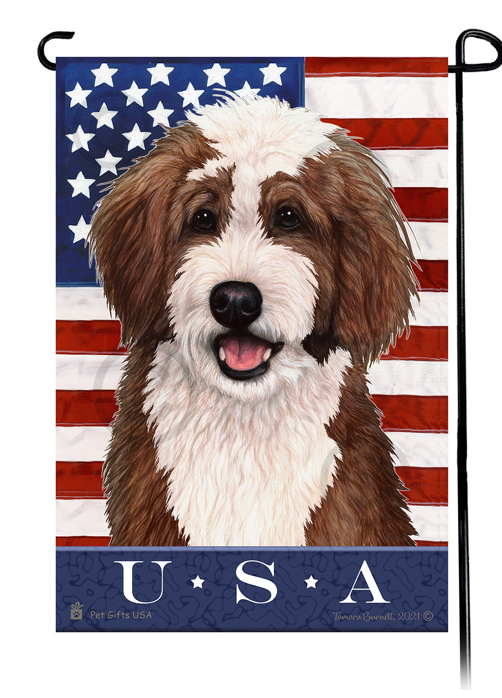 Bernedoodle True Blue Garden Flags