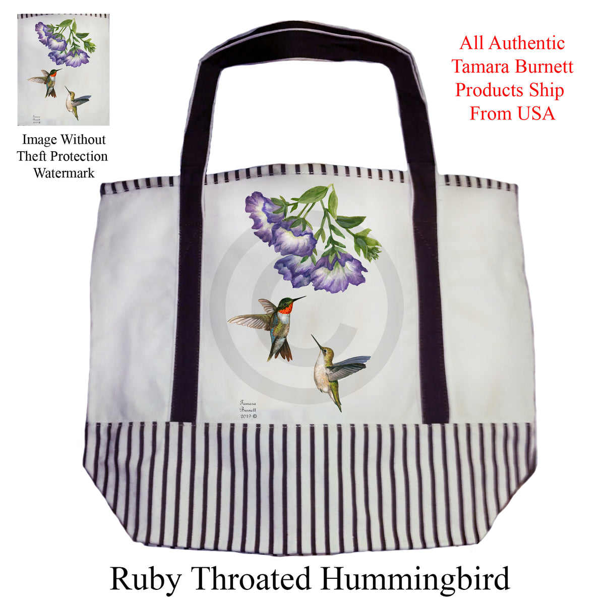 Ruby Throated Hummingbird - Tote Bag