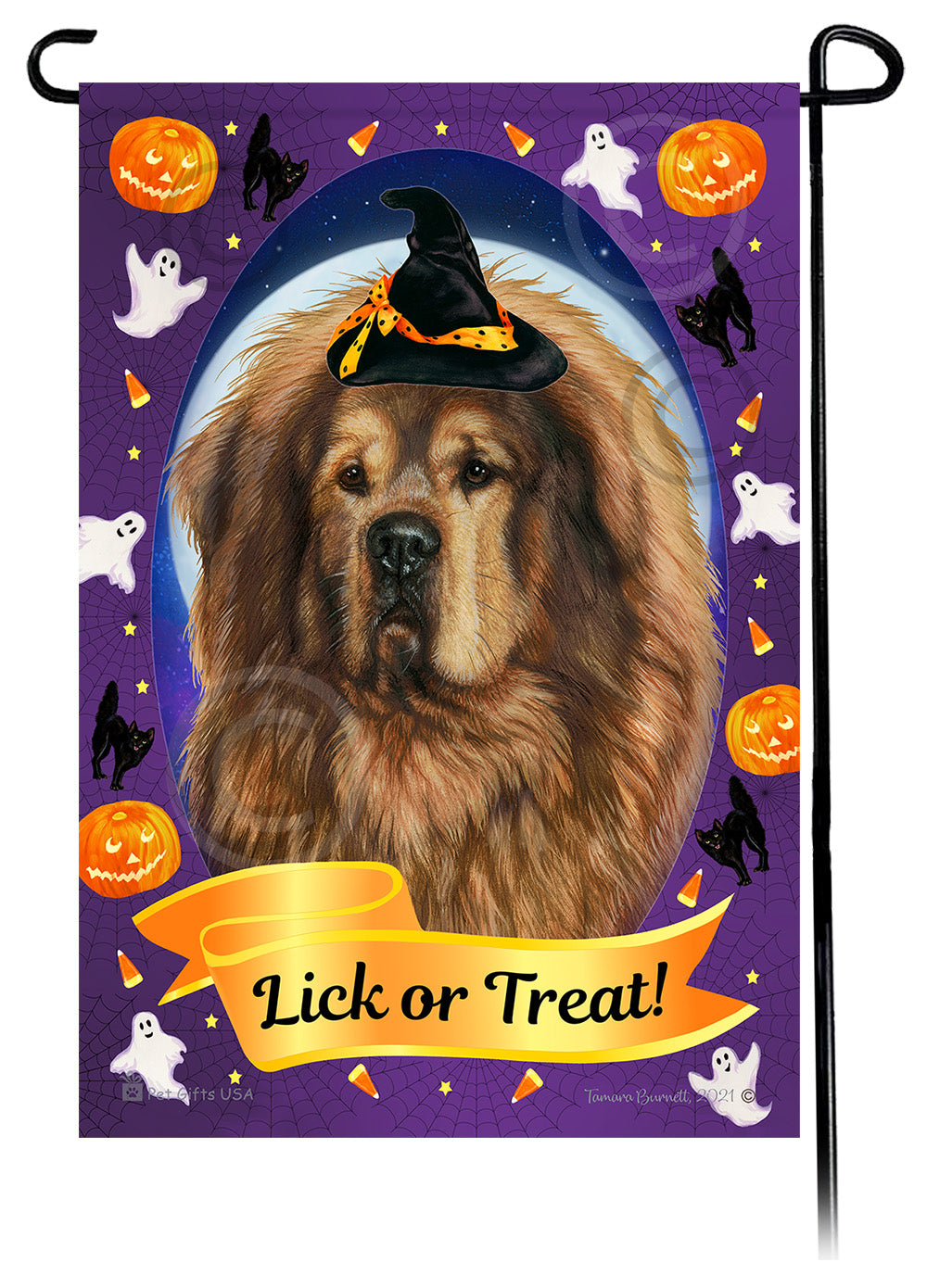 Tibetan Mastiff Halloween Howls - Garden Flag