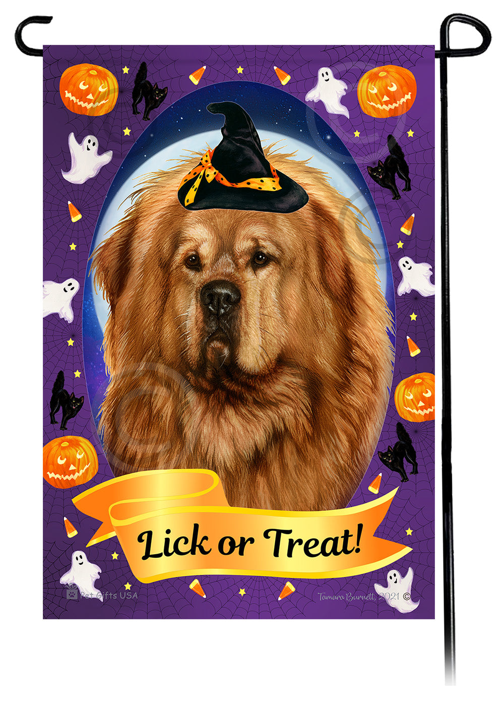 Tibetan Mastiff Halloween Howls - Garden Flag
