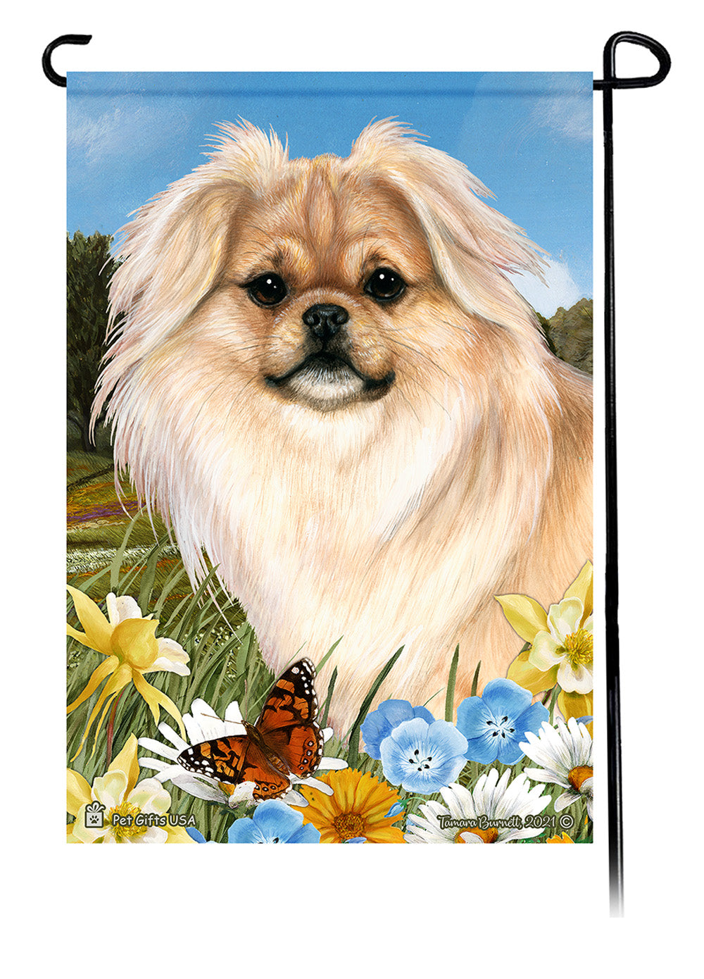 Tibetan Spaniel Summer Flowers Garden Flags