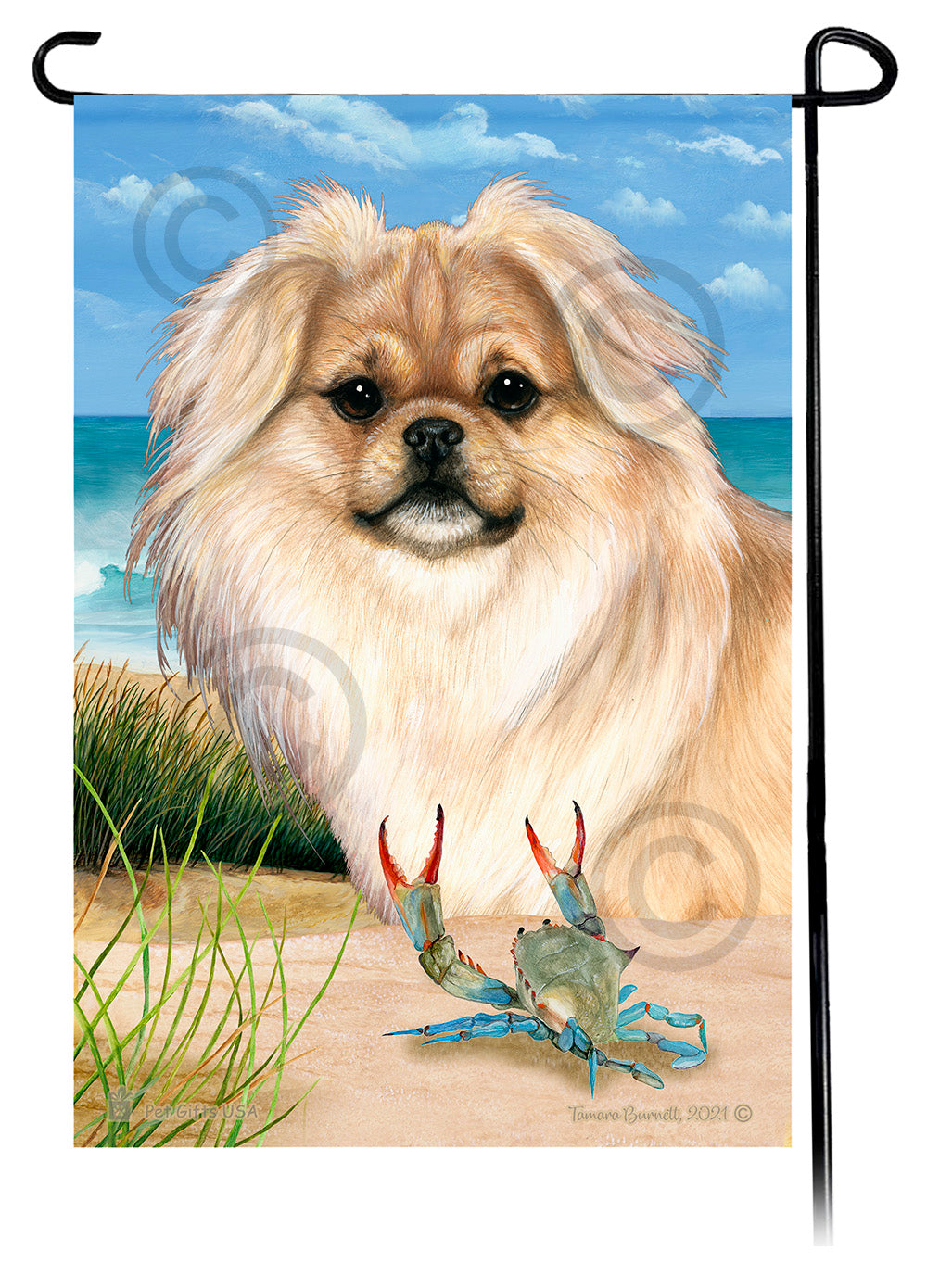 Tibetan Spaniel Summer Flowers Garden Flag