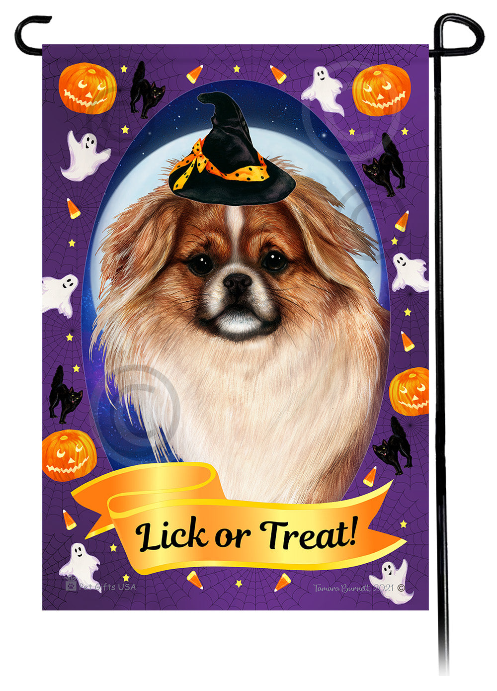 Tibetan Spaniel Halloween Howls - Garden Flag