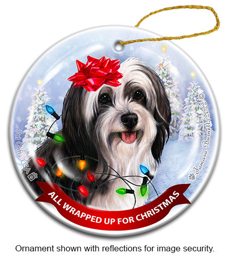 Tibetan Terrier Black and White Ornament