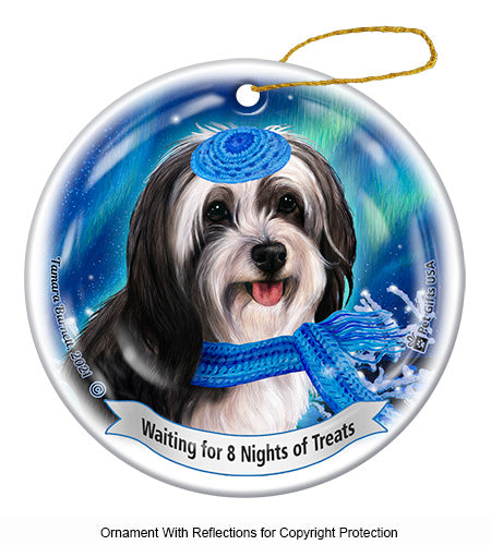 Tibetan Terrier Black and White Ornament