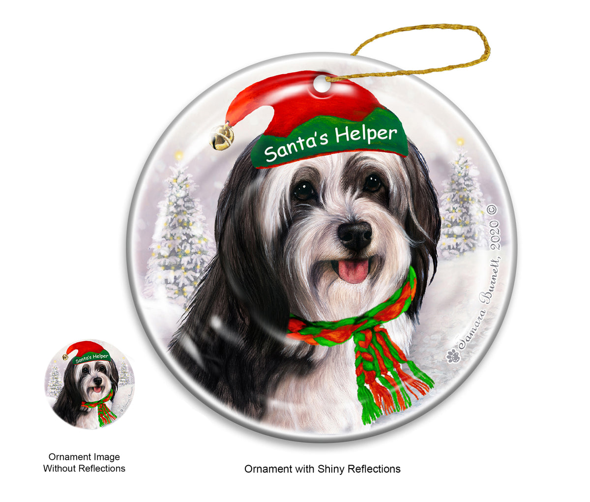 Tibetan Terrier Black and White Ornament