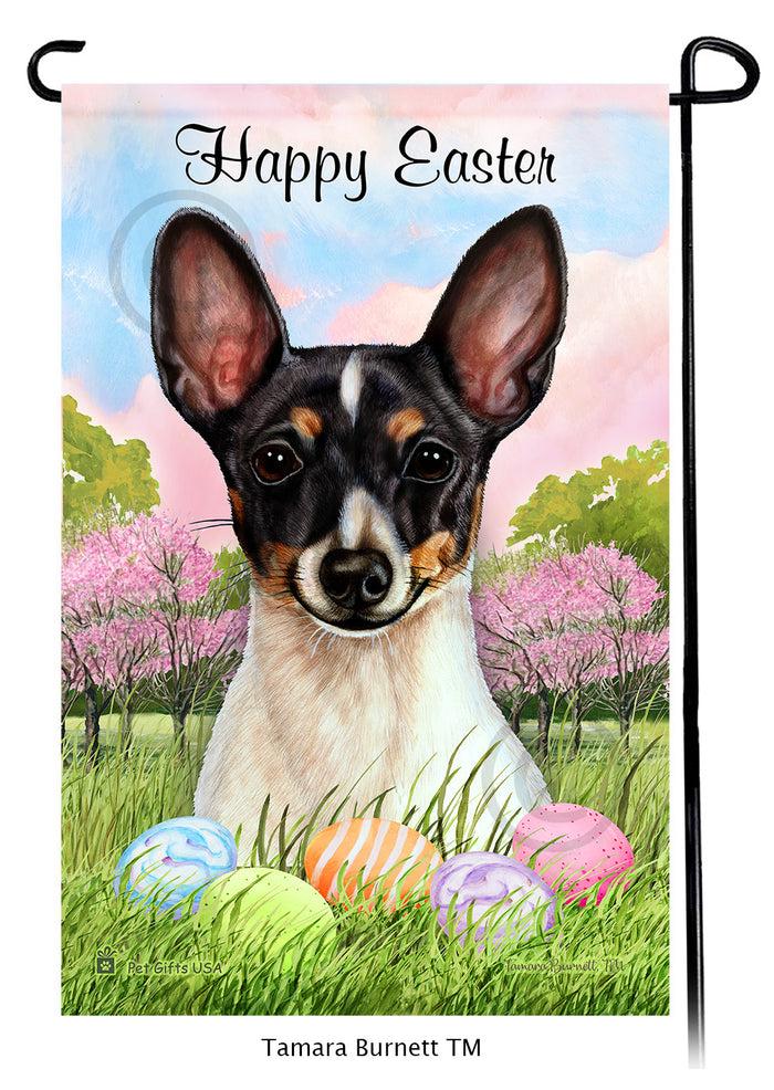 Toy Fox Terrier Happy Easter Garden Flags