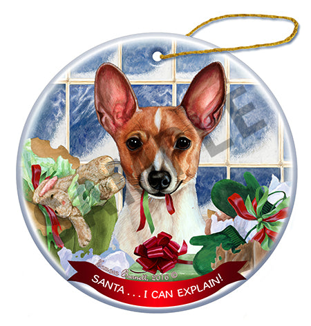 Toy Fox Terrier Red and White - Santa I Can Explain Ornament