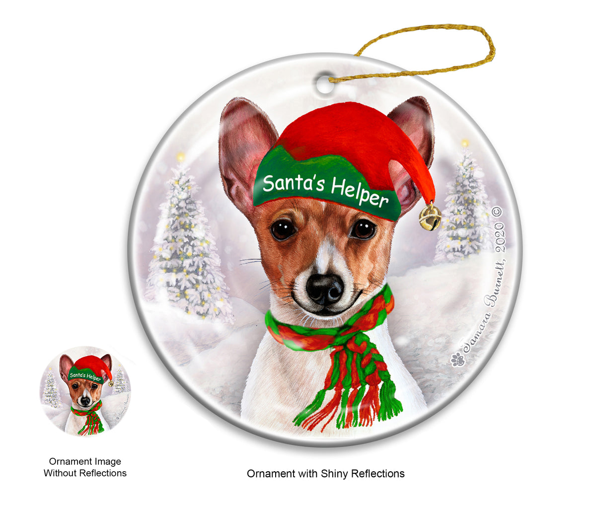 Rat Terrier Cropped Tan and White Ornament