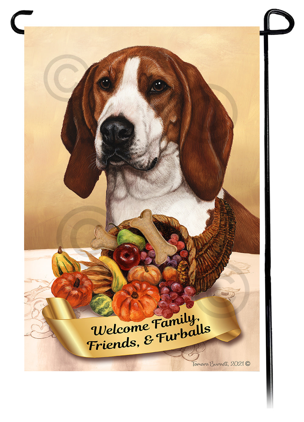 Coonhound Thanksgiving - Garden Flag