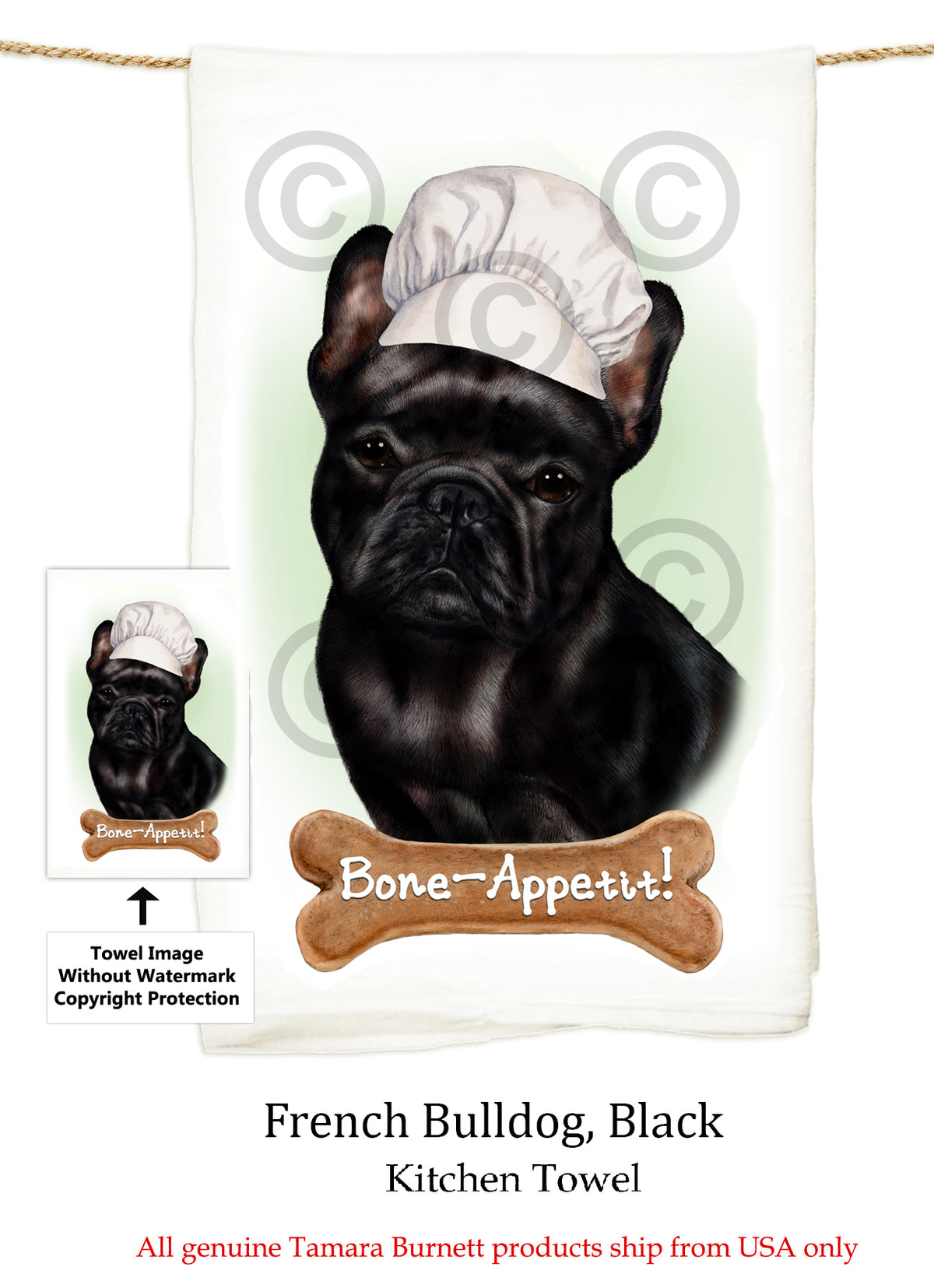 French Bulldog Flour Sack Towel