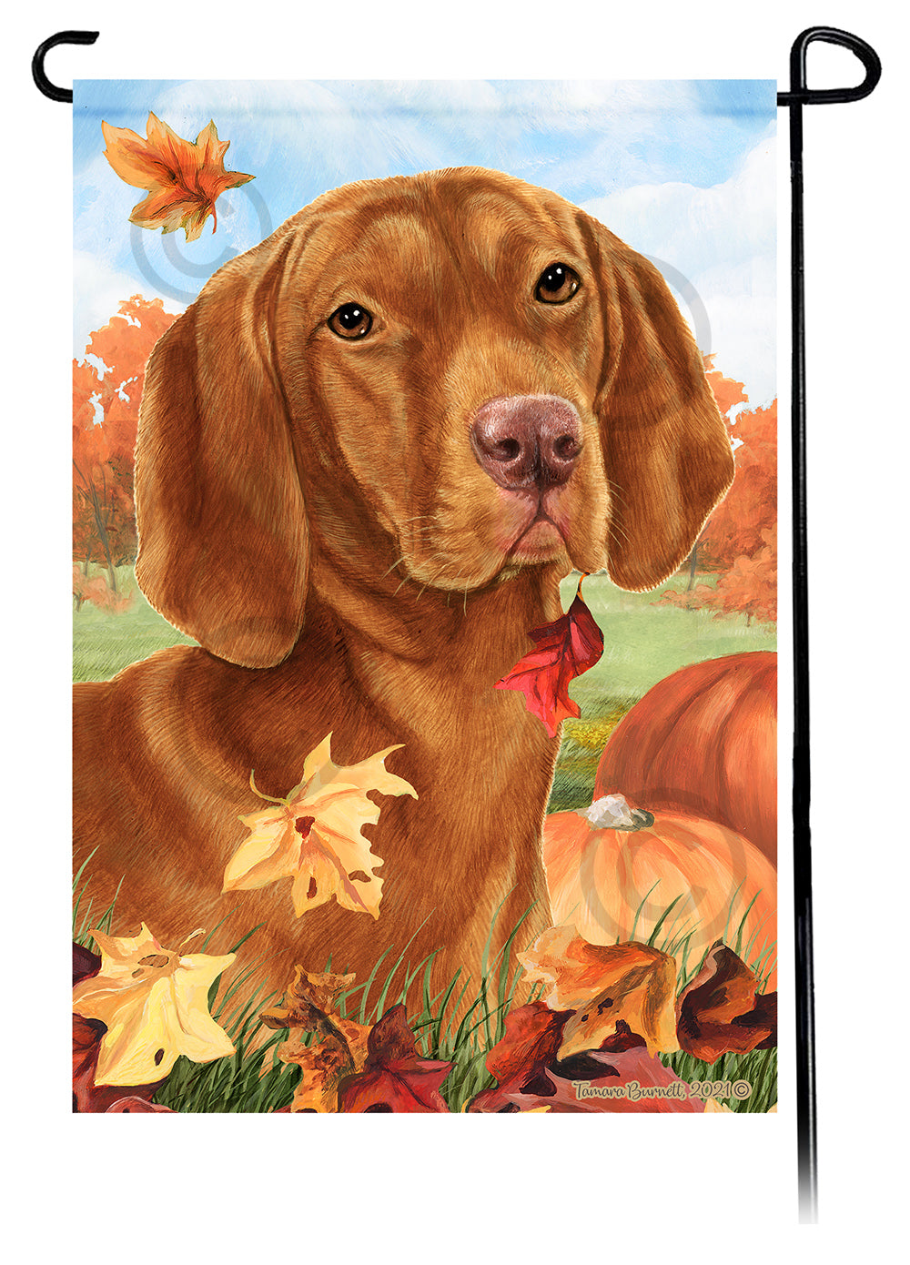 Vizsla Falling Leaves Garden Flags