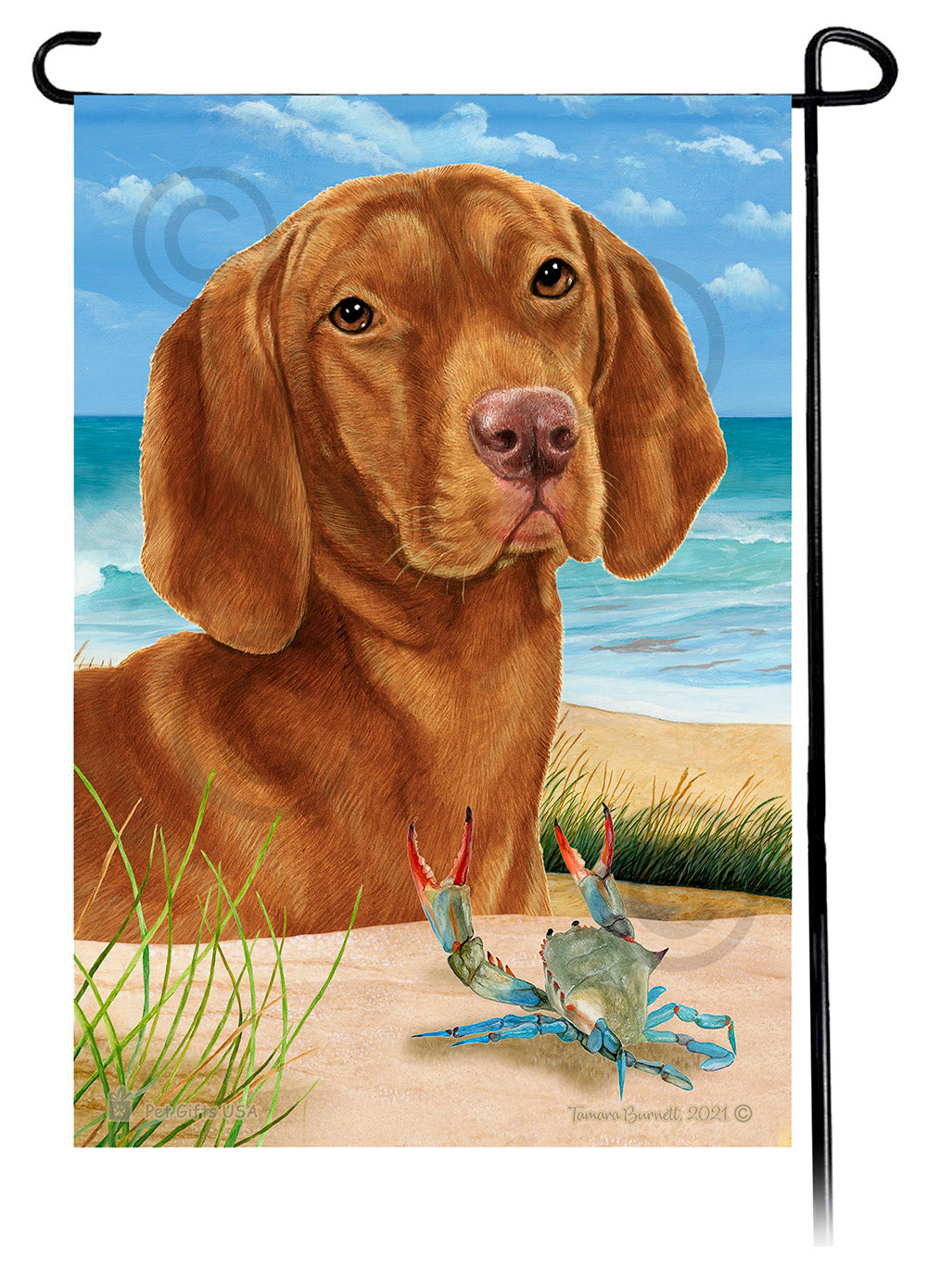 Vizsla Summer Flowers Garden Flag