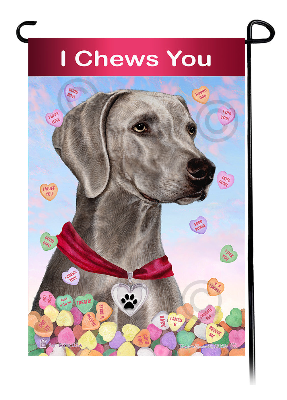 Weimaraner Valentine Sweetheart Garden Flags