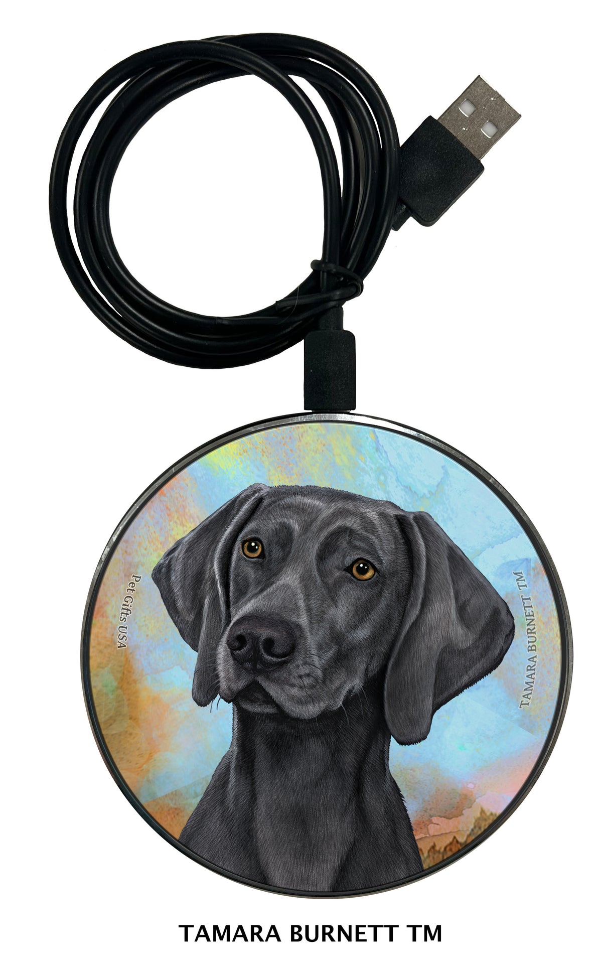 Weimaraner Dark Blue Zoomies Wireless Charger