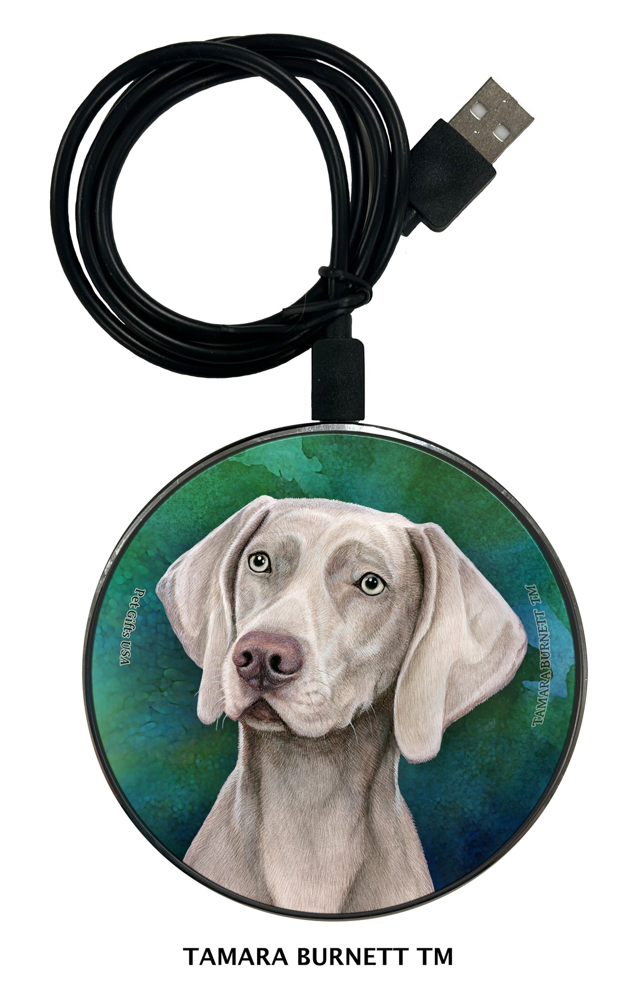 Weimaraner Light Grey Zoomies Wireless Charger
