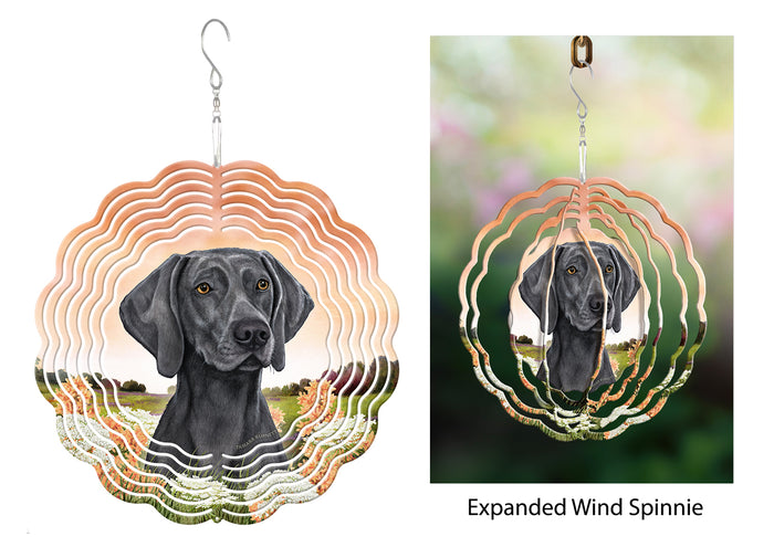Weimaraner Dark Blue Wind Spinner