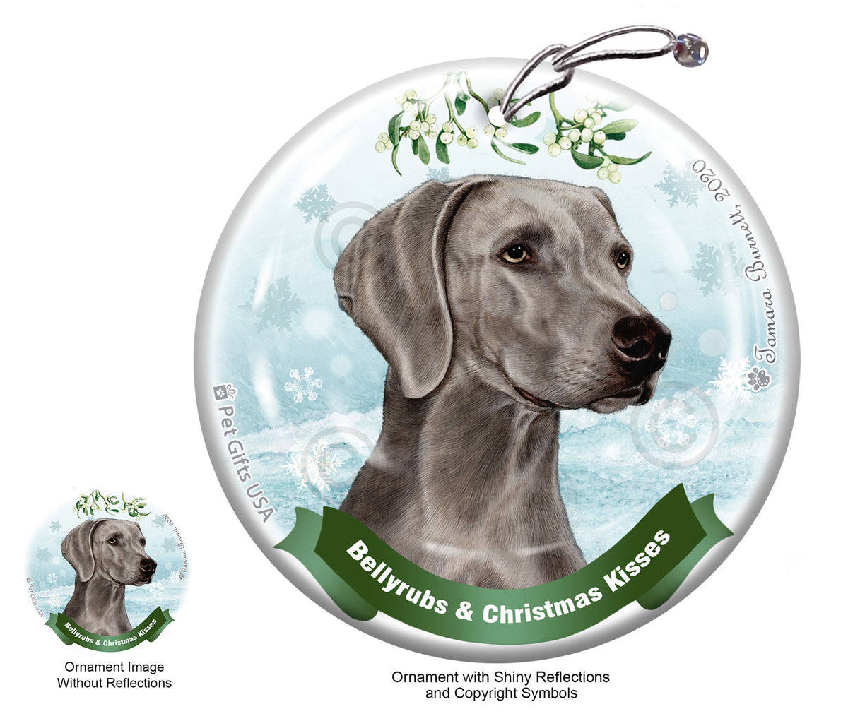 Weimaraner Silver Grey 2 Ornament