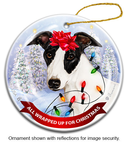 Whippet Black and White Ornament