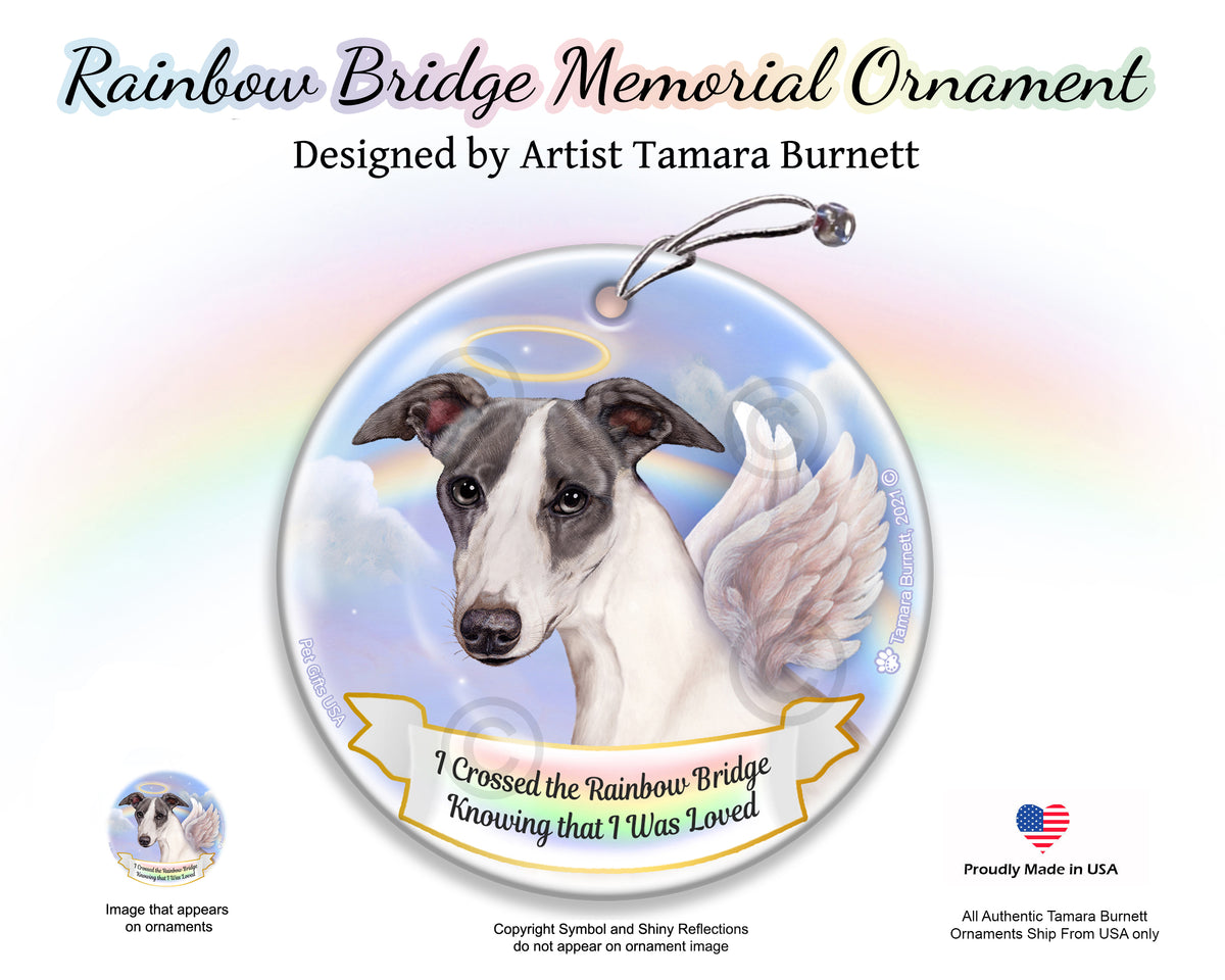 Whippet Rainbow Bridge Memorial Ornament