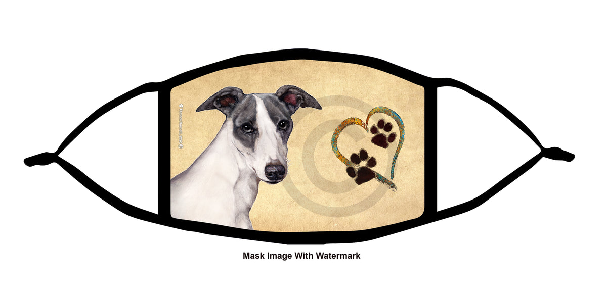 Whippet (Blue and White) Face Mask