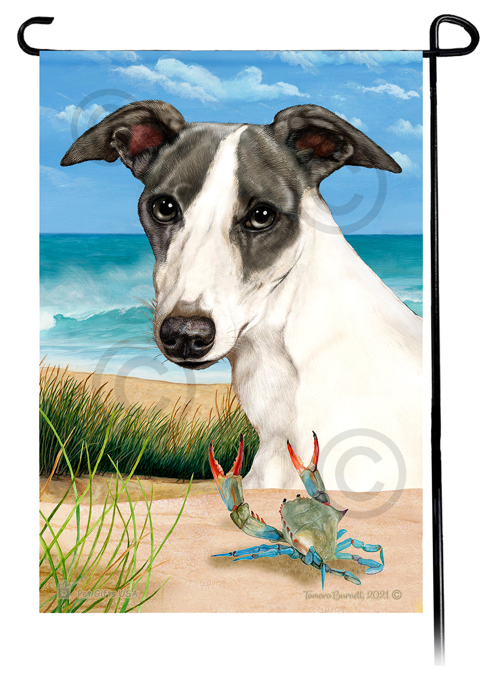 Whippet Summer Flowers Garden Flag