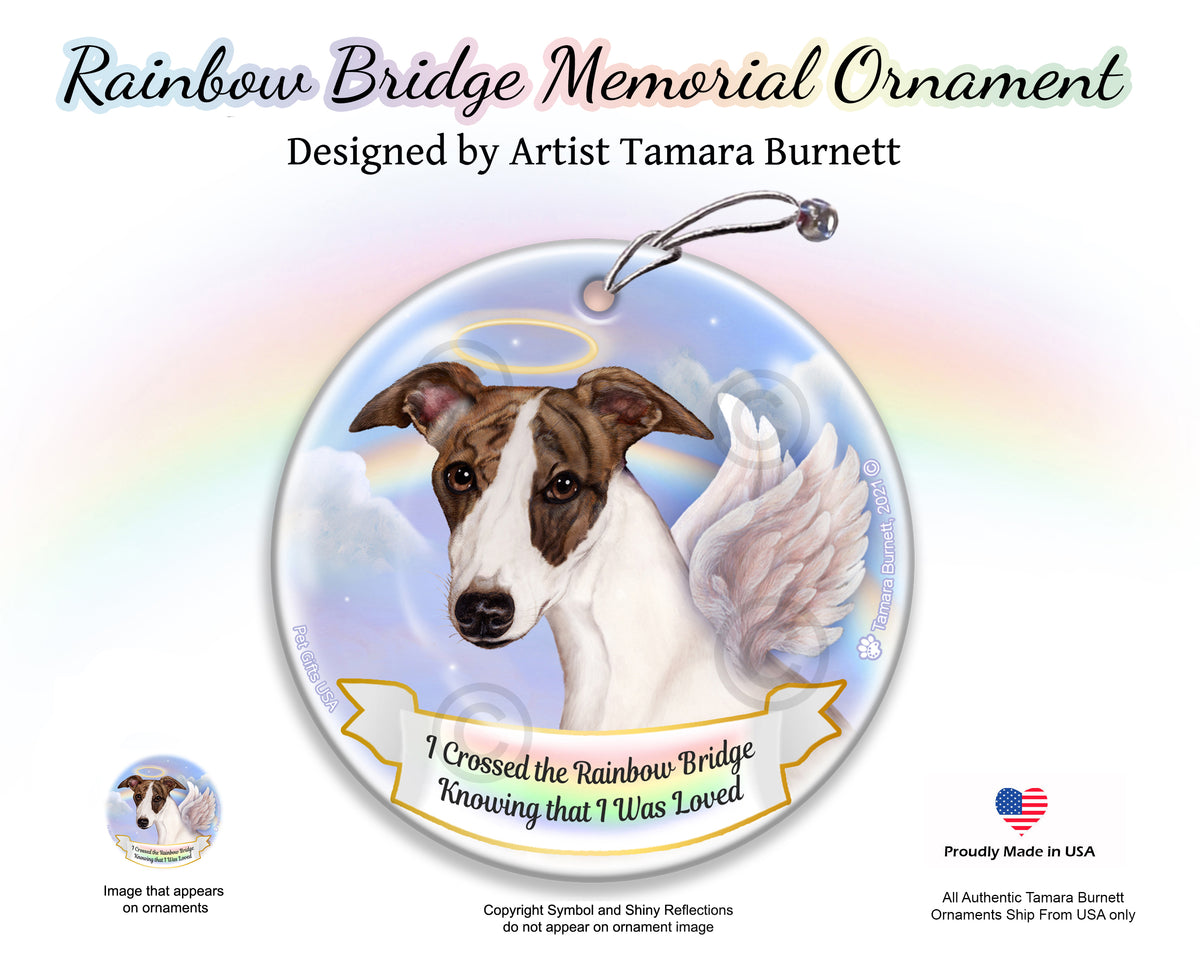 Whippet Dark Brindle and White Ornament