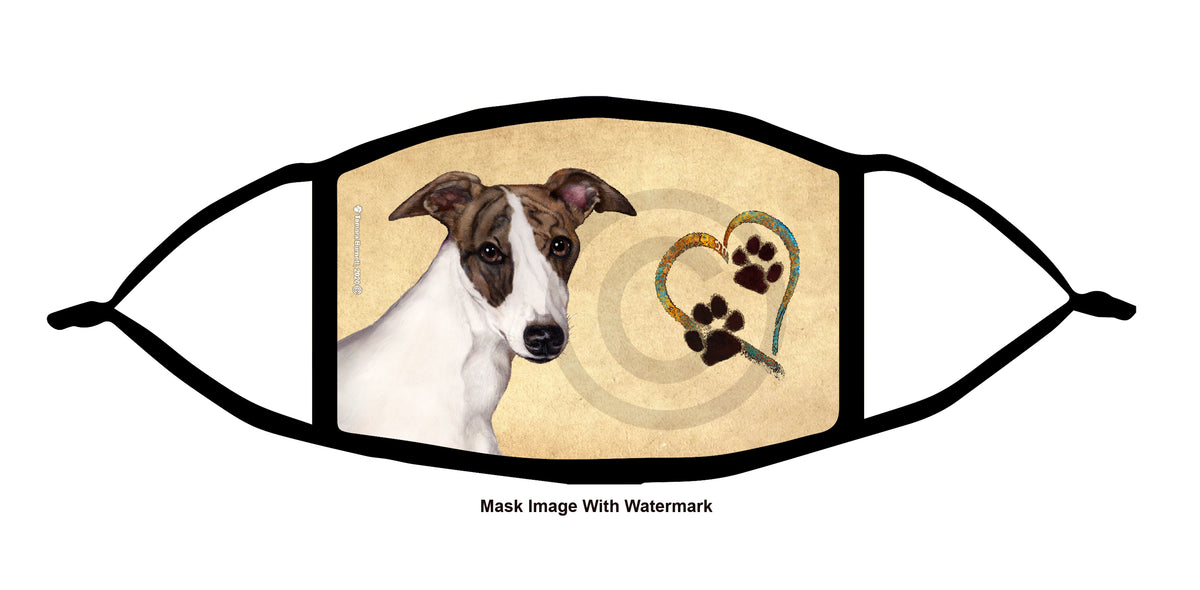 Whippet (Dark Brindle and White) Face Mask