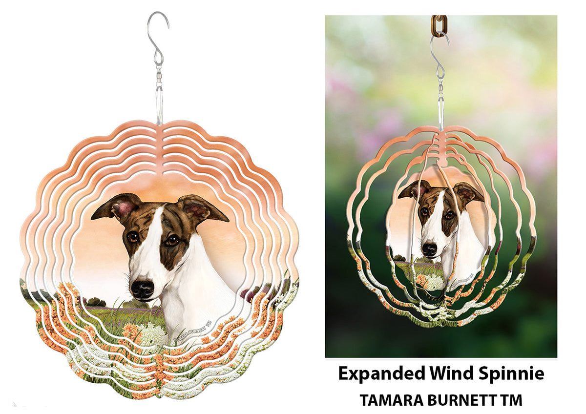 Whippet Dark Brindle and White Wind Spinner