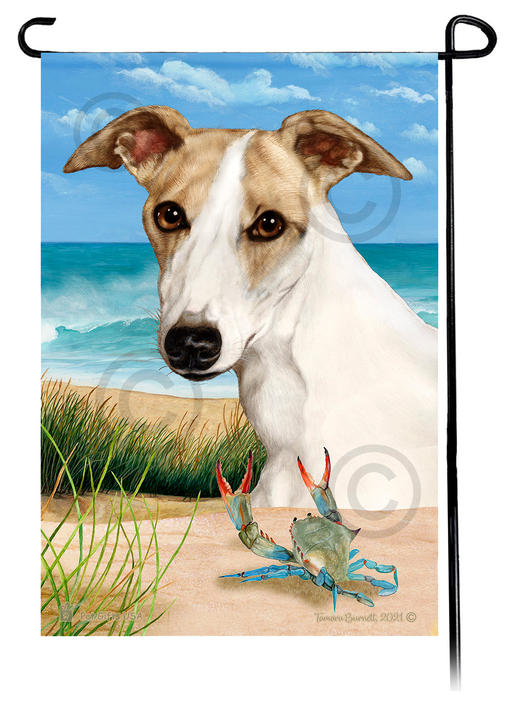 Whippet Summer Flowers Garden Flag