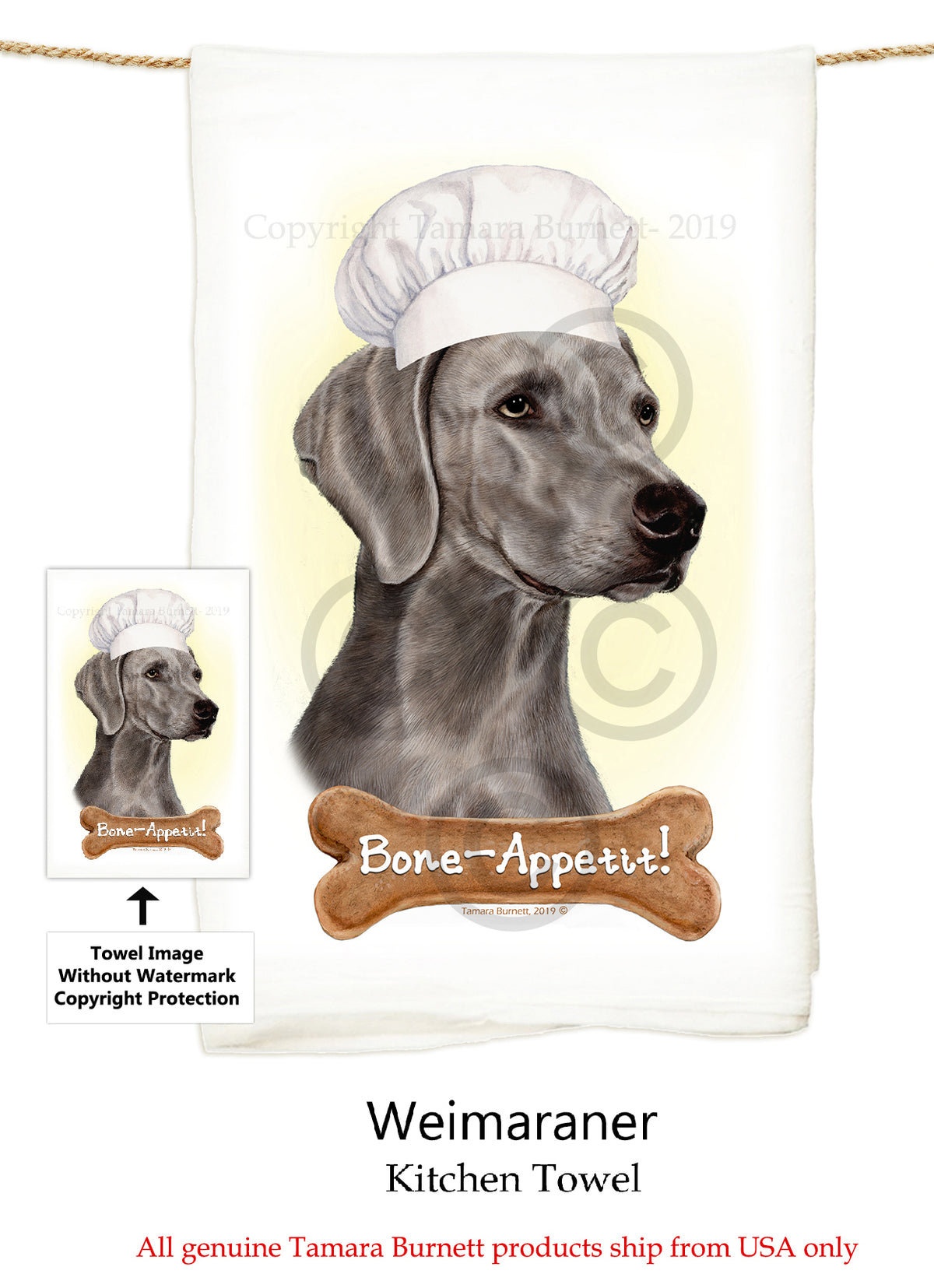 Weimaraner Flour Sack Towel