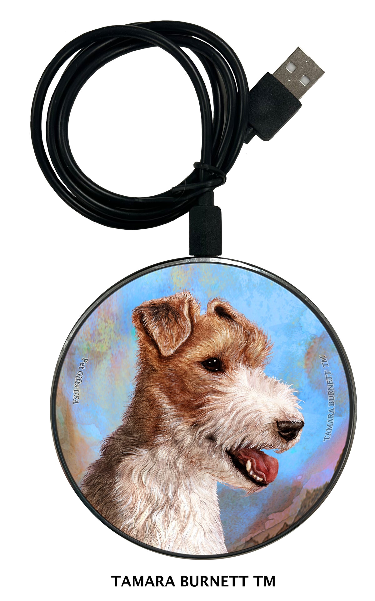 Wirehaired Fox Terrier Zoomies Wireless Charger